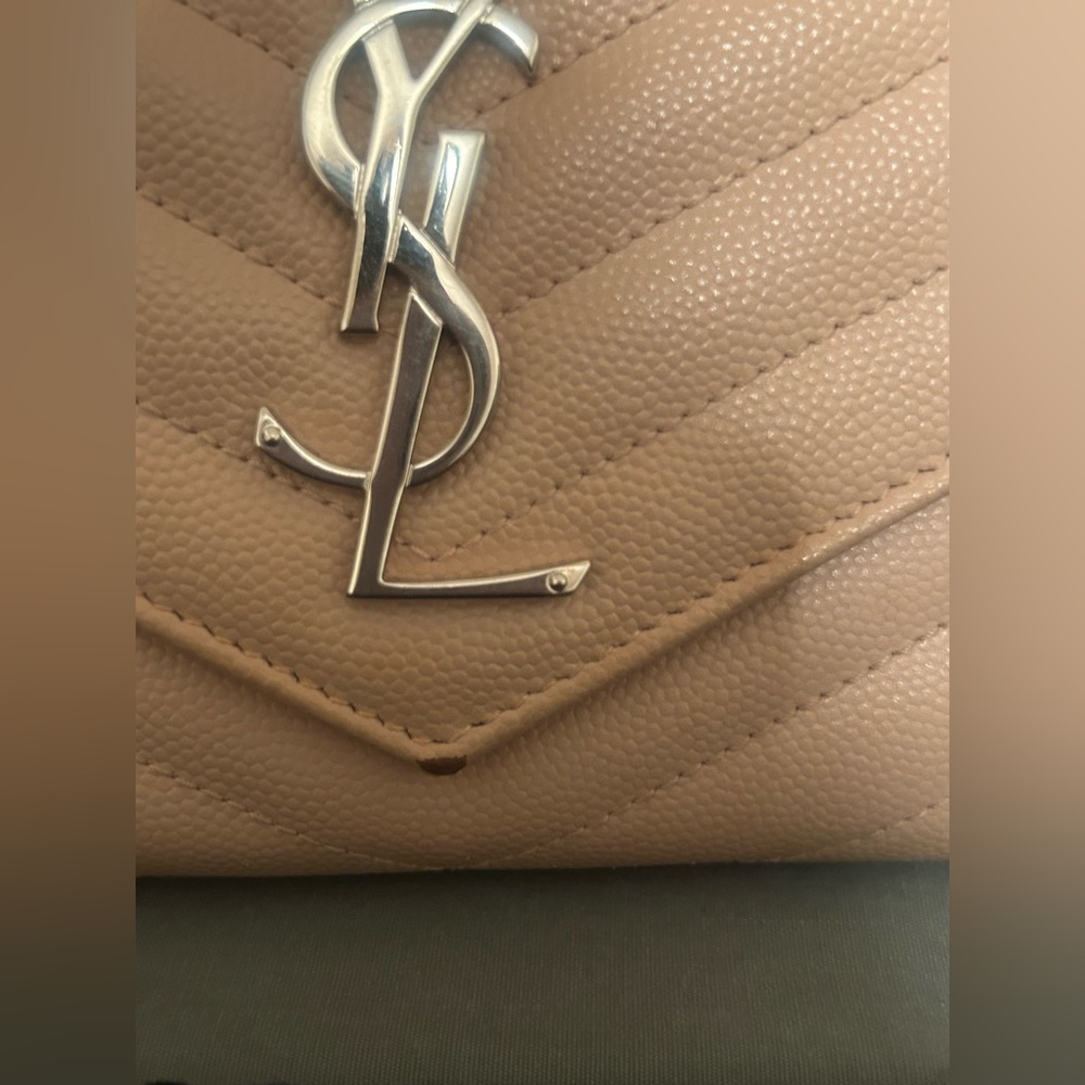 Saint Laurent YSL Monogram Wallet Blush Beige w/ Silver Hardware - Picture 6 of 9
